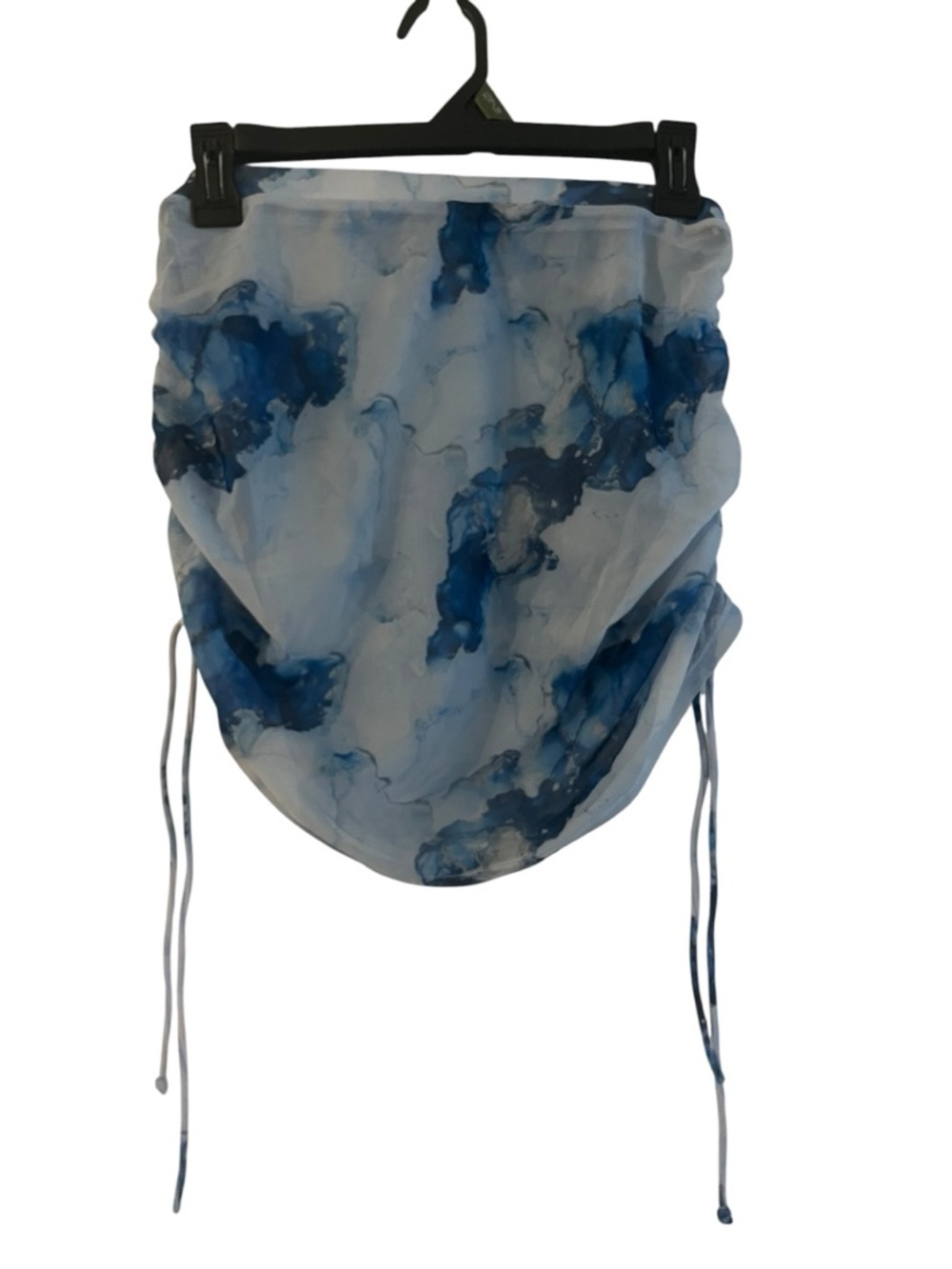 SHEIN Blue Marble-Print Swim Coverup Skirt with Side Ties